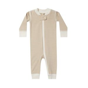 Quincy Mae | Long Sleeve Sleeper in Latte Micro Stripe